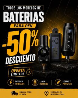 •
⚡️Super Oferta Colección de Baterías DC y RCA⚡️
-50% DESCUENTO EN TODOS LOS MODELOS.
•
Potencia tu máquina con nuestra amplia colección de baterías DC y RCA, diseñadas para ofrecer excelente calidad, alto rendimiento y larga durabilidad. 
Energía estable, confianza en cada trazo y el respaldo que tu trabajo profesional necesita.

Elige la batería ideal y lleva tu arte al siguiente nivel.
•
1. RD$2500❌ / RD$1,250✅
2. RD$2,950❌ / RD$1,475✅
3. RD$3,500❌ / RD$1,750✅
4. RD$4,500❌ / RD$2,250✅
5. RD$3,950❌ / RD$1,975✅
6. RD$3,500❌ / RD$1,750✅
•
Ordena ya!!! 
WWW.JCGOLDENSUPPLY.COM 
También por WhatsApp 809-258-6325 
•
Tienda física 🏛️ 
Estamos en la avenida Mella N. 302 , esquina 19 de Marzo , al lado de la Sirena proximo a la zona colonial.  SANTO DOMINGO R.D 🇩🇴 

 #jcgoldensupply #baterías #materialesparatatuar