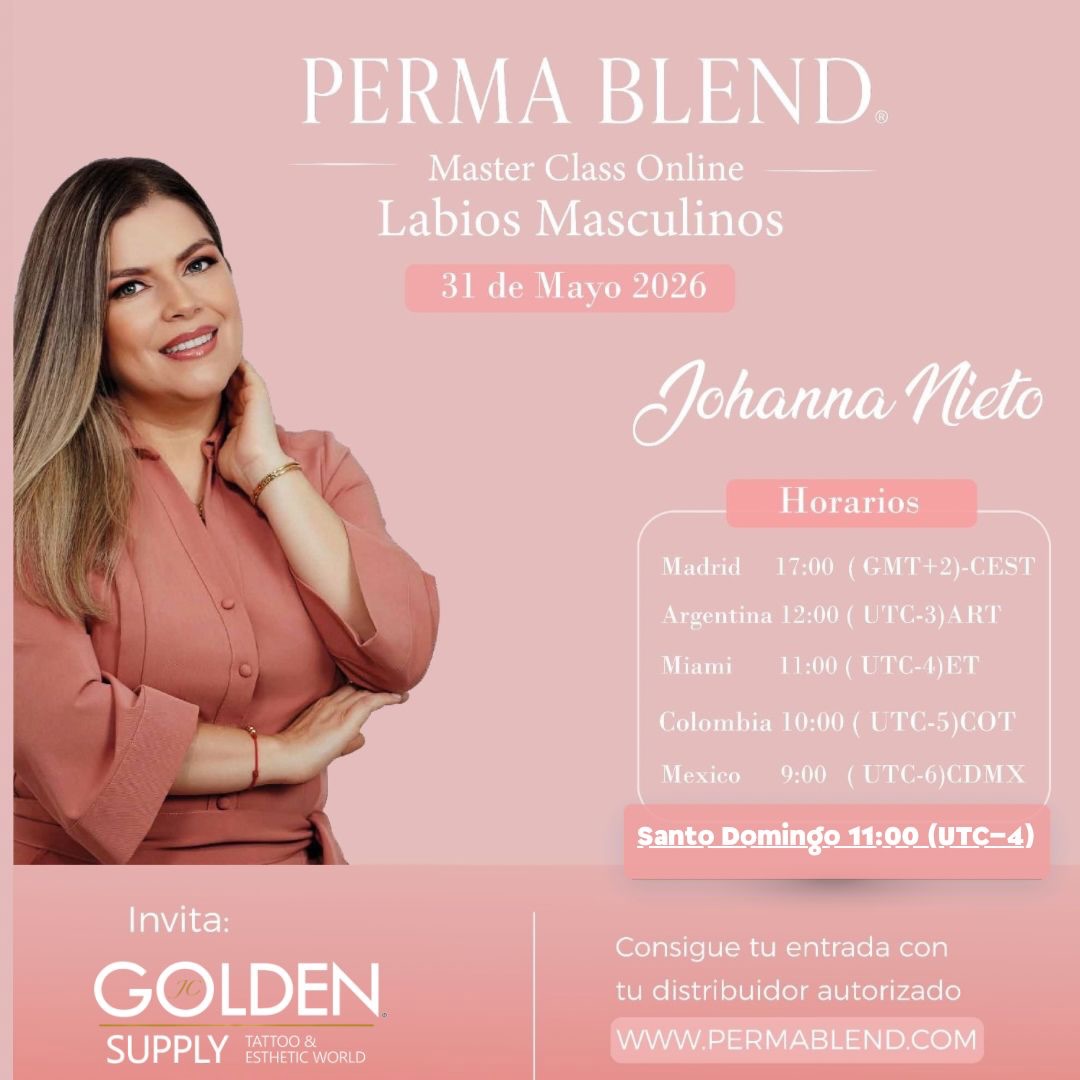 💋✨ ¡PMU Artists, esta oportunidad es para ustedes! ✨💋

Este próximo 31 de mayo podrás participar en una Masterclass ONLINE GRATUITA de labios junto a la talentosa Joana Nieto, gracias a @permablend_pigments 💕

Aprende más sobre técnicas, color, resultados y todo lo relacionado al mundo de los labios masculinos desde la comodidad de tu casa 🙌🏼

🕚 Hora República Dominicana: 11:00 AM
📍 Modalidad: Online
🎓 Incluye certificado digital de participación

Para registrarte debes hacerlo a través del link que estaremos enviando como distribuidores autorizados ✨

⚠️ IMPORTANTE:
Al llenar el formulario, en la pregunta “¿Quién es tu distribuidor?” debes colocar:
👉 JC GOLDEN SUPPLY

Gracias a JC Golden Supply podrás acceder totalmente GRATIS a esta experiencia educativa junto a PERMABLEND 💖

Escríbenos por DM o WhatsApp para enviarte el link de inscripción 📲

#PMU #Permablend #PMULips #Micropigmentacion #PMUArtist LabiosPMU PermanentMakeup PMUDominicana JCGoldenSuppl