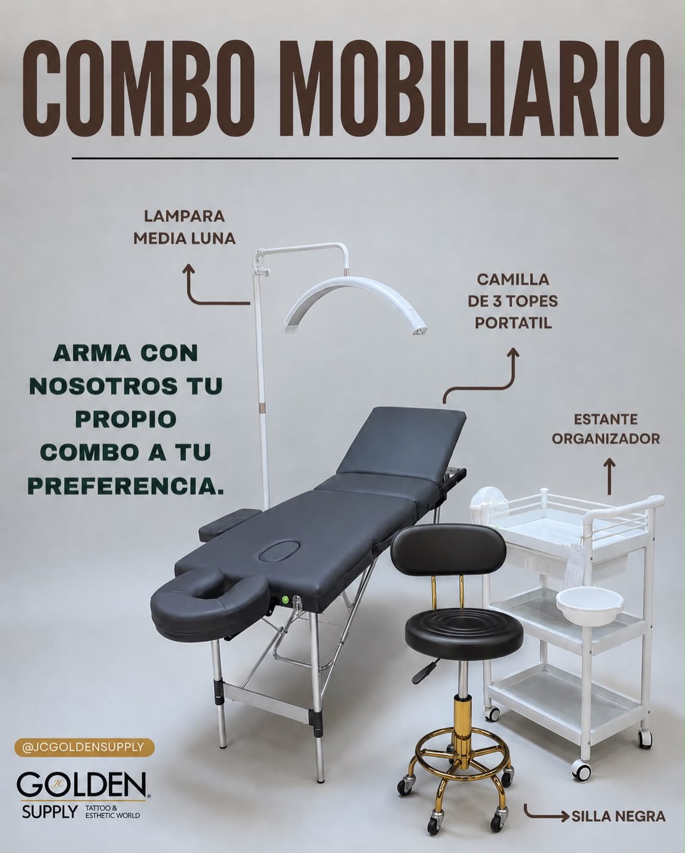 🌟ARMA TU PROPIO COMBO🌟
Diseña tu espacio de trabajo a tu manera.
Con nosotros puedes armar tu propio combo de mobiliarios, eligiendo cada pieza según tus necesidades, tu estilo y tu comodidad.
- Camilla de tu elección.
- Estante de tu preferencia.
- Silla que se ajuste a ti.
- Lámpara acorde a tu forma de trabajar.
Selecciona 4 piezas a tu gusto y recibe un descuento especial.
Optimiza tu área, mejora tu experiencia y eleva tu nivel profesional.
Tú eliges, Nosotros lo hacemos posible!
•
Ordena ya!!!
WWW.JCGOLDENSUPPLY.COM
También por WhatsApp 809-258-6325
•
Tienda física 🏛️
Estamos en la avenida Mella N. 302 , esquina 19 de Marzo , al lado de la Sirena proximo a la zona colonial. SANTO DOMINGO R.D 🇩🇴
#jcgoldensupply
#mobiliario #estudiodetatuaje