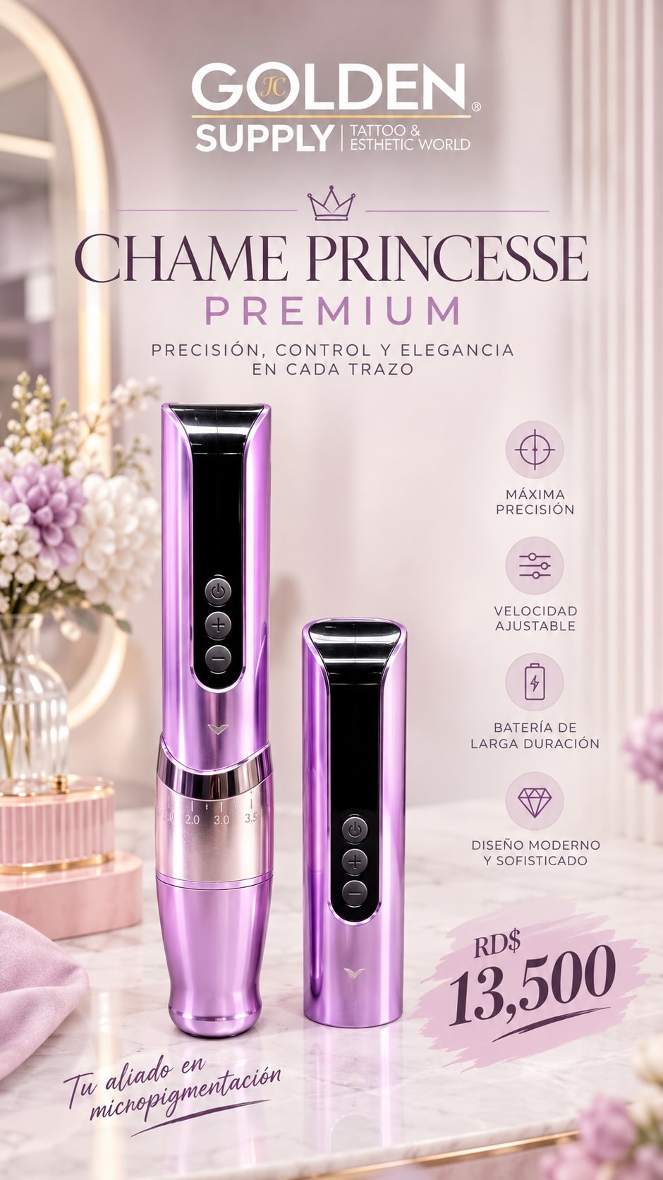 ✨
CHARME PRINCESSE PREMIUM
💸= RD$13,500
Versatilidad y control para elevar tus trabajos de micropigmentación. Su sistema de stroke ajustable de 2.0 a 3.5 mm te permite adaptar el golpe a diferentes técnicas, desde cejas y labios hasta micropigmentación capilar.
✨ Ajuste de recorrido para mayor versatilidad.
✨ Diseño moderno y ergonómico.
✨ Ideal para profesionales que buscan adaptar su técnica a cada procedimiento.
•
VISITANOS !
📍Tienda fisica
Estamos ubicados en la avenida Mella no.302 esq. 19 de marzo (al lado de la sirena) proximo al barrio chino, sto sgo.
Para envios 📦
📲Escribemos al WhatsApp 809-258-6325
#jcgoldensupply #Charme #pmu #dermografos