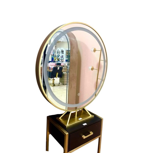 Espejo circular de mesa con luz led