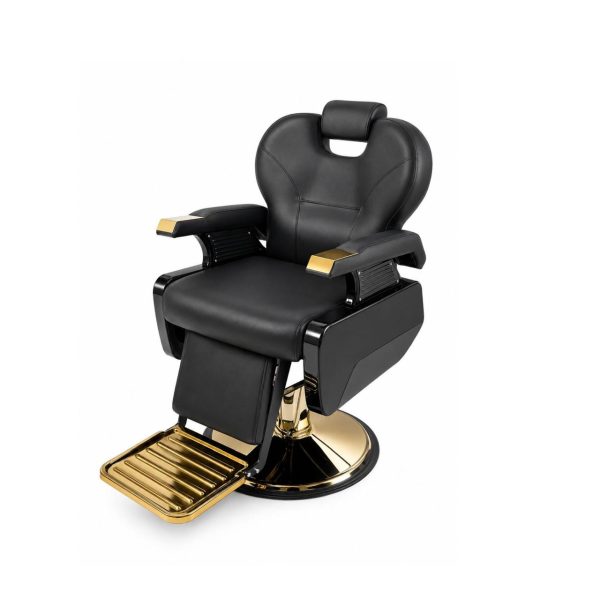SILLON PROFESIONAL DE BARBERIA NEGRO Y DORADO